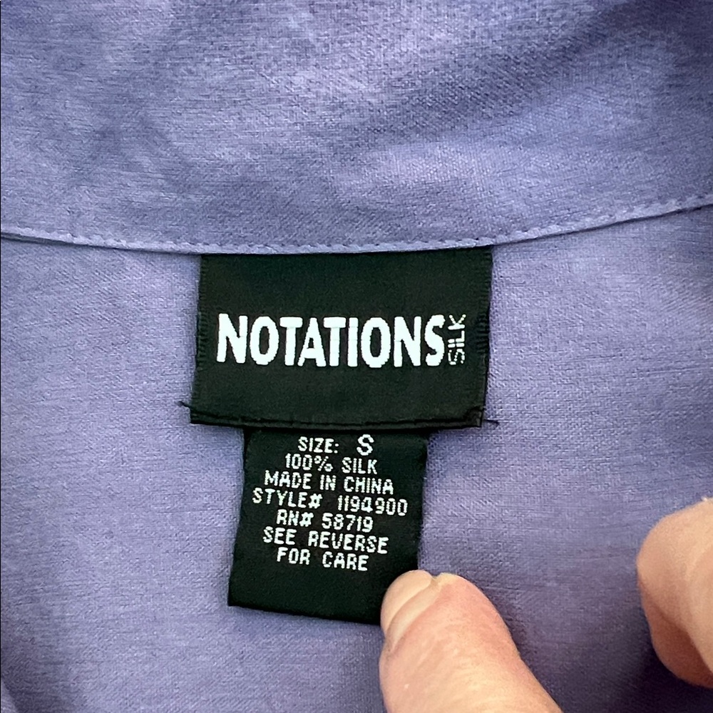 Notations Purple Button Down Shirt Patch Pockets … - image 5